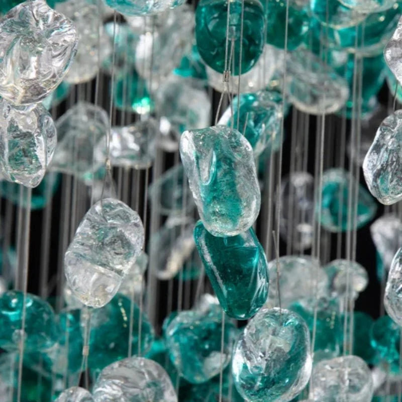 Verde crystal chandelier viewed from below