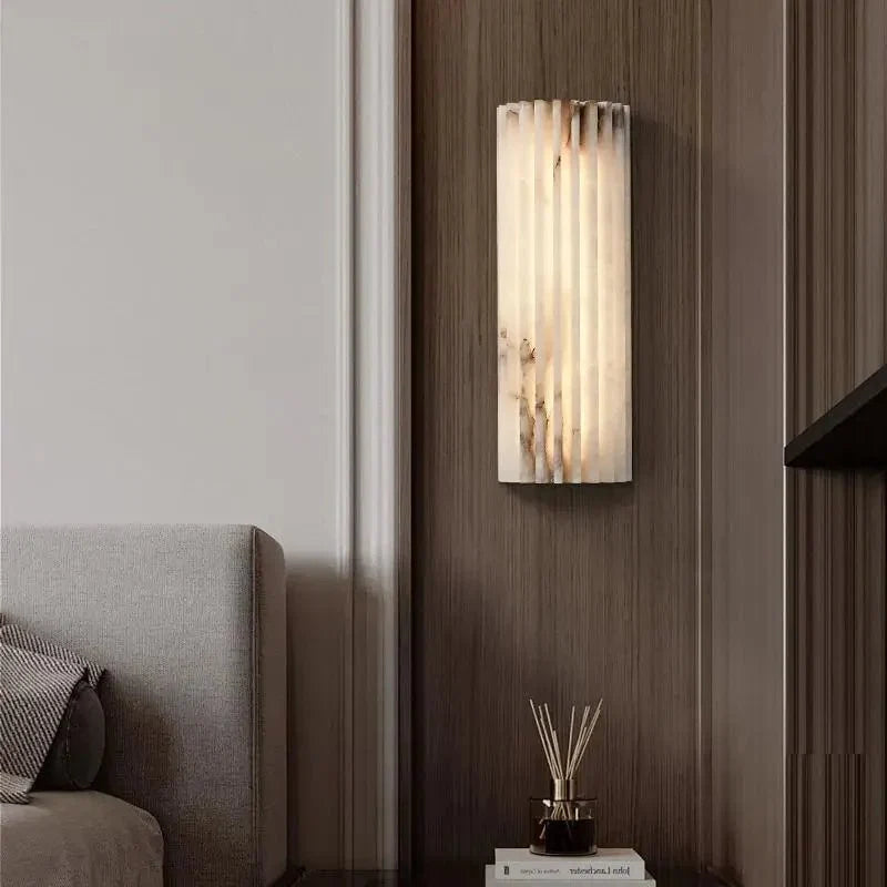 Detail of marble veining on the Marlo 12-inch sconce