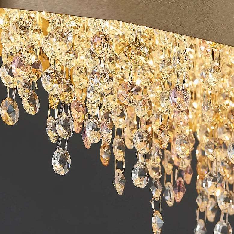 buyAlleri Modern Crystal Linear Chandelier in Brushed Stainless Steel - Morsale