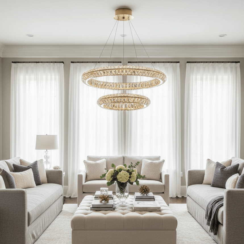 buyBacci 2-Tier Crystal Ring Chandelier - Morsale