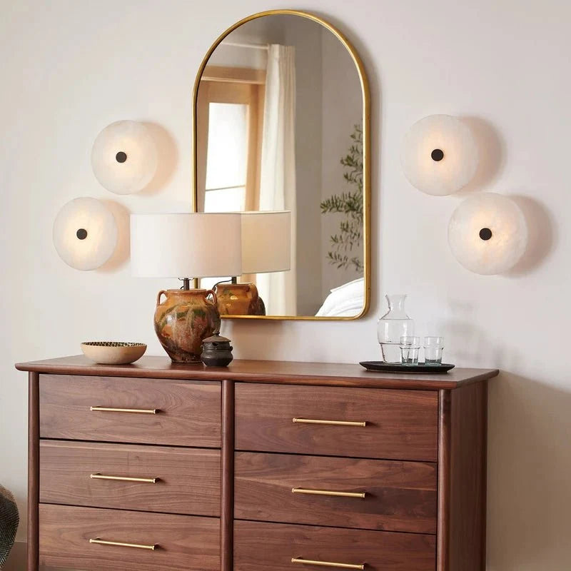 Witney marble and brass wall sconce full view