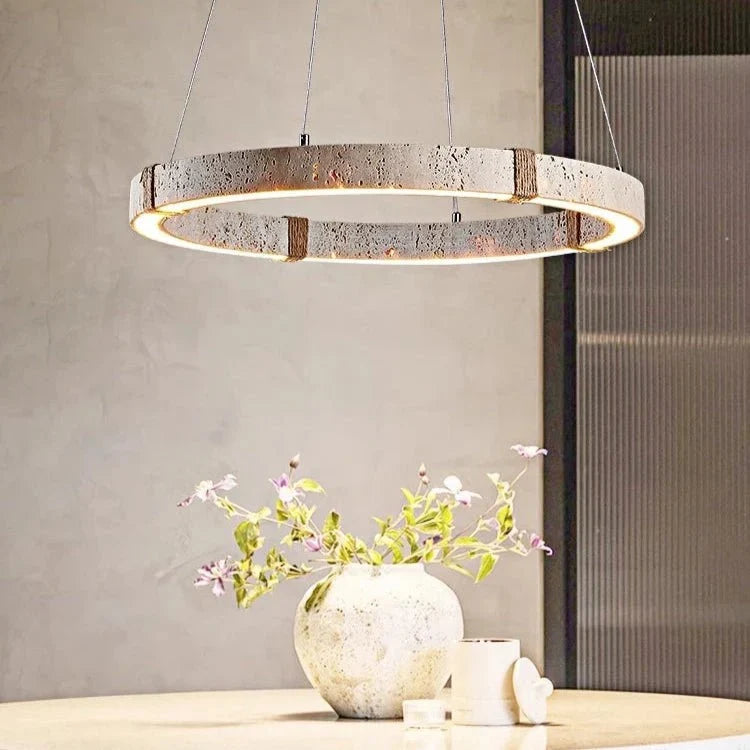 Danford travertine chandelier full fixture view