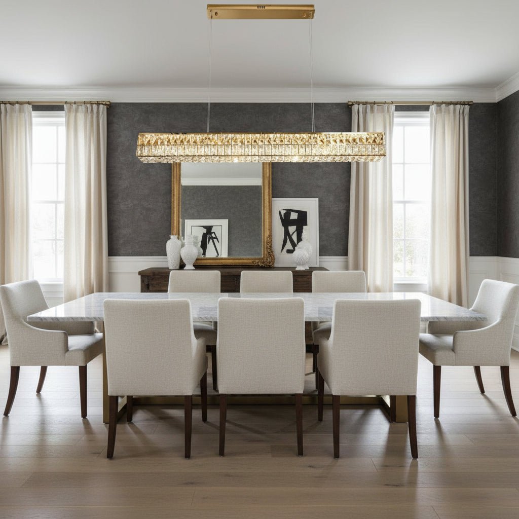 buyBacci Gold Crystal Linear Dining Chandelier - Morsale
