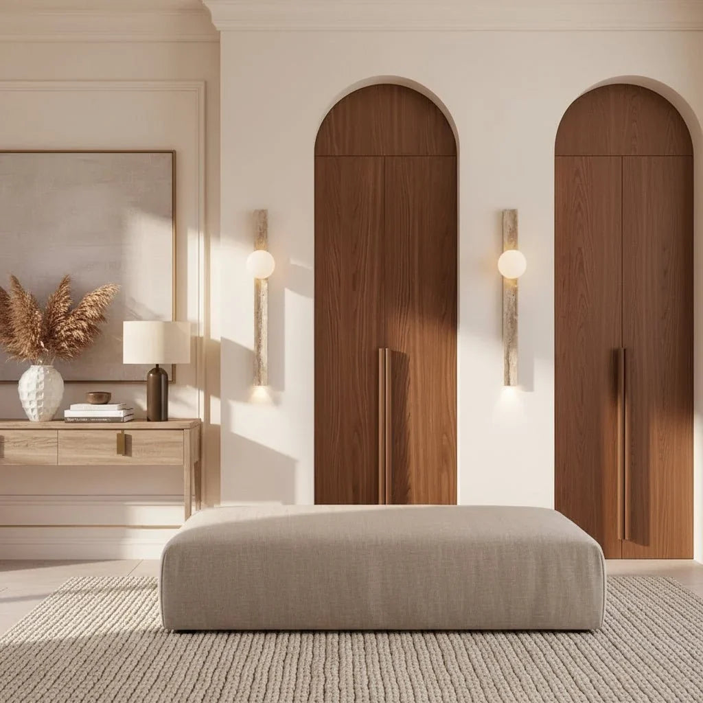 Detail of travertine texture on the Verona sconce