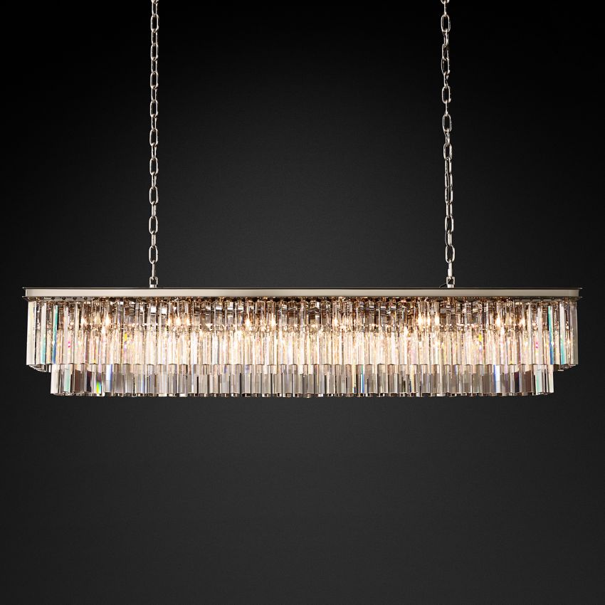Odeon Deco Prism Rectangular Tiered Chandelier 72"