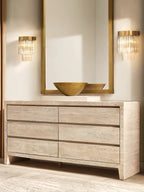 Travertine Entryway Cabinet |Travertine Sideboard | 6-Drawer Dresser |Storage Cabinet