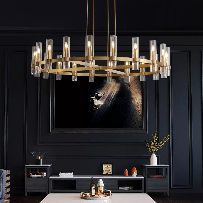 Ravelle Clear Glass Round Chandelier 60"
