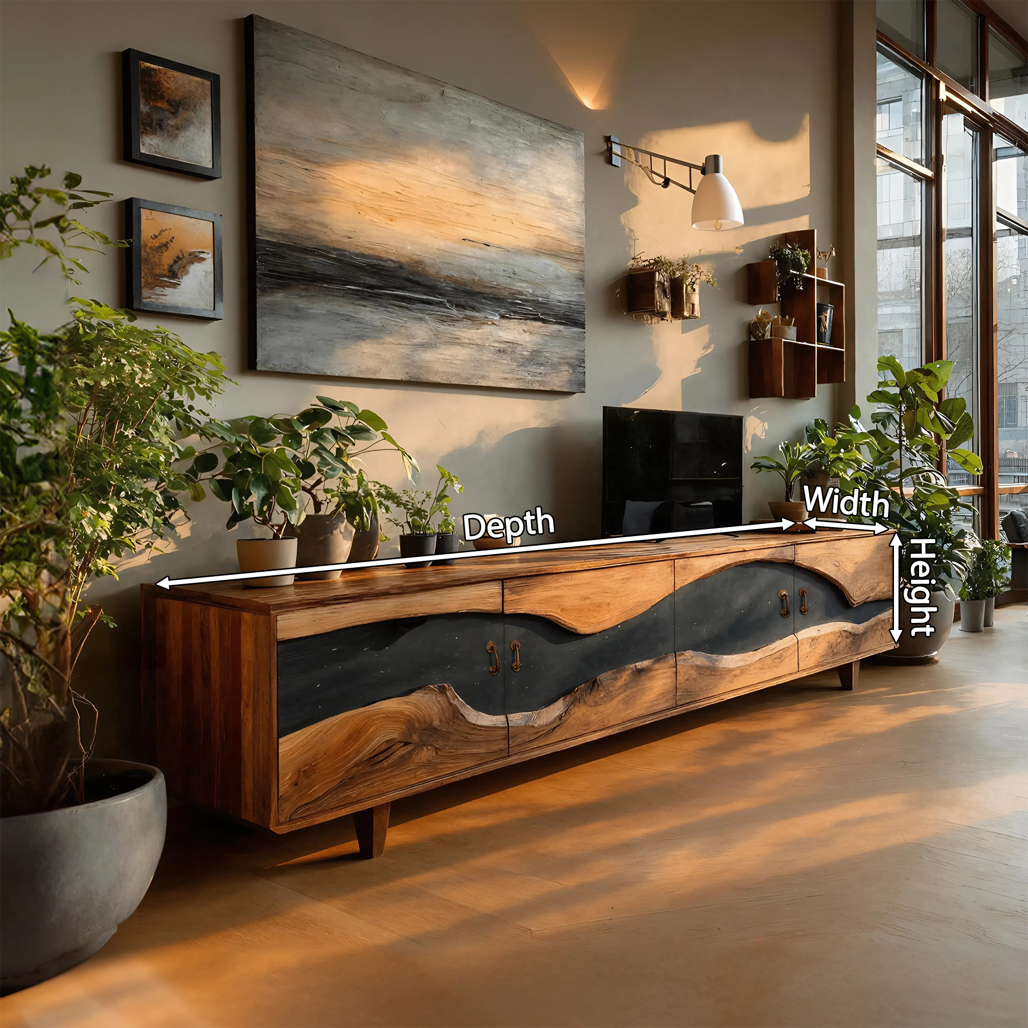 Handcrafted Wooden TV Stand For Natural Interior