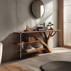 Farmhouse Wooden Live Edge Bathroom Vanity For Rustic Bathroom Design