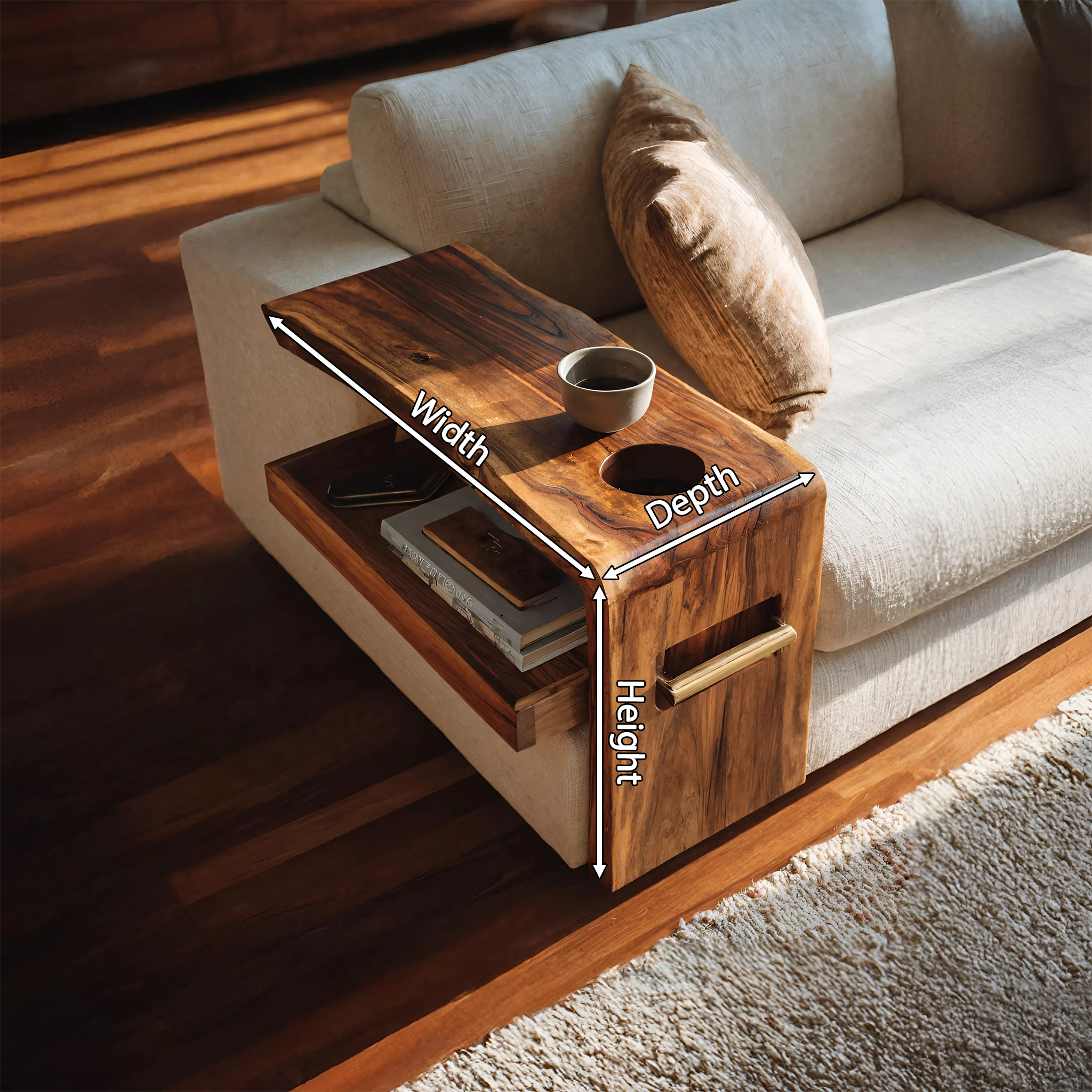 Farmhouse Solid Wood Side Table For Furniture Accent