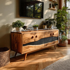 Mid Century Live Edge Media Console For Bedroom Decor