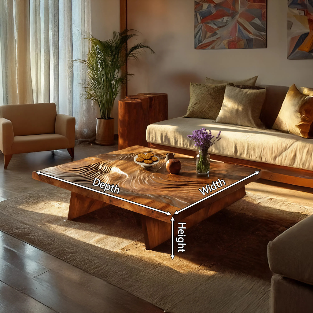 Modern Wooden Live Edge Coffee Table For Living Room Decor