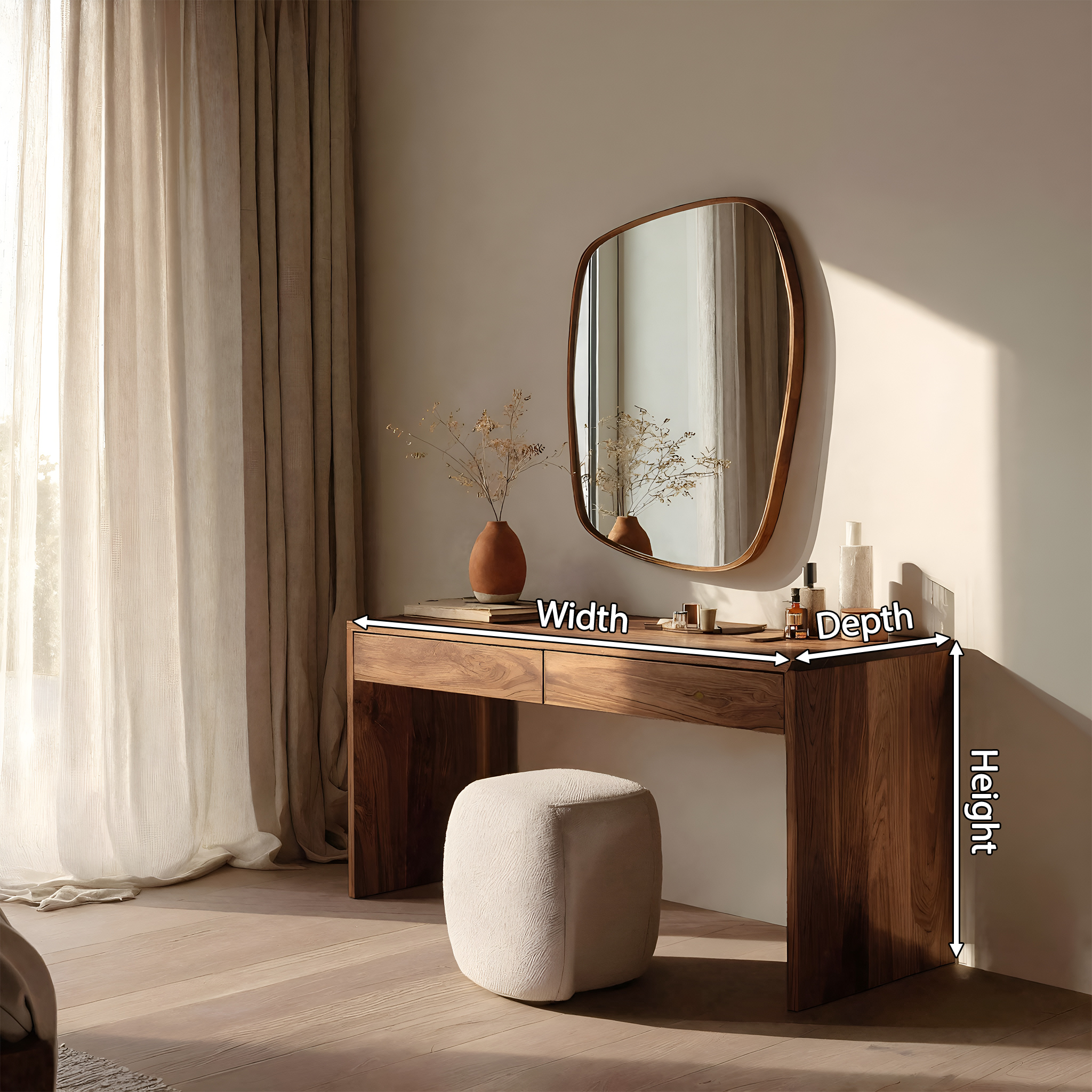 Contemporary Organic Vanity Table For Bedroom