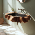 Handcrafted Wooden Wall Mounted Bathroom Sink For Natural Decor