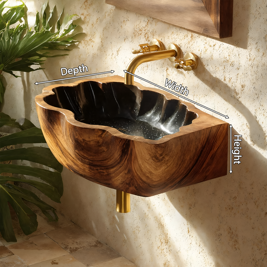 Handcrafted Solid Wood Vanity Sink For Modern Bathroom Decor