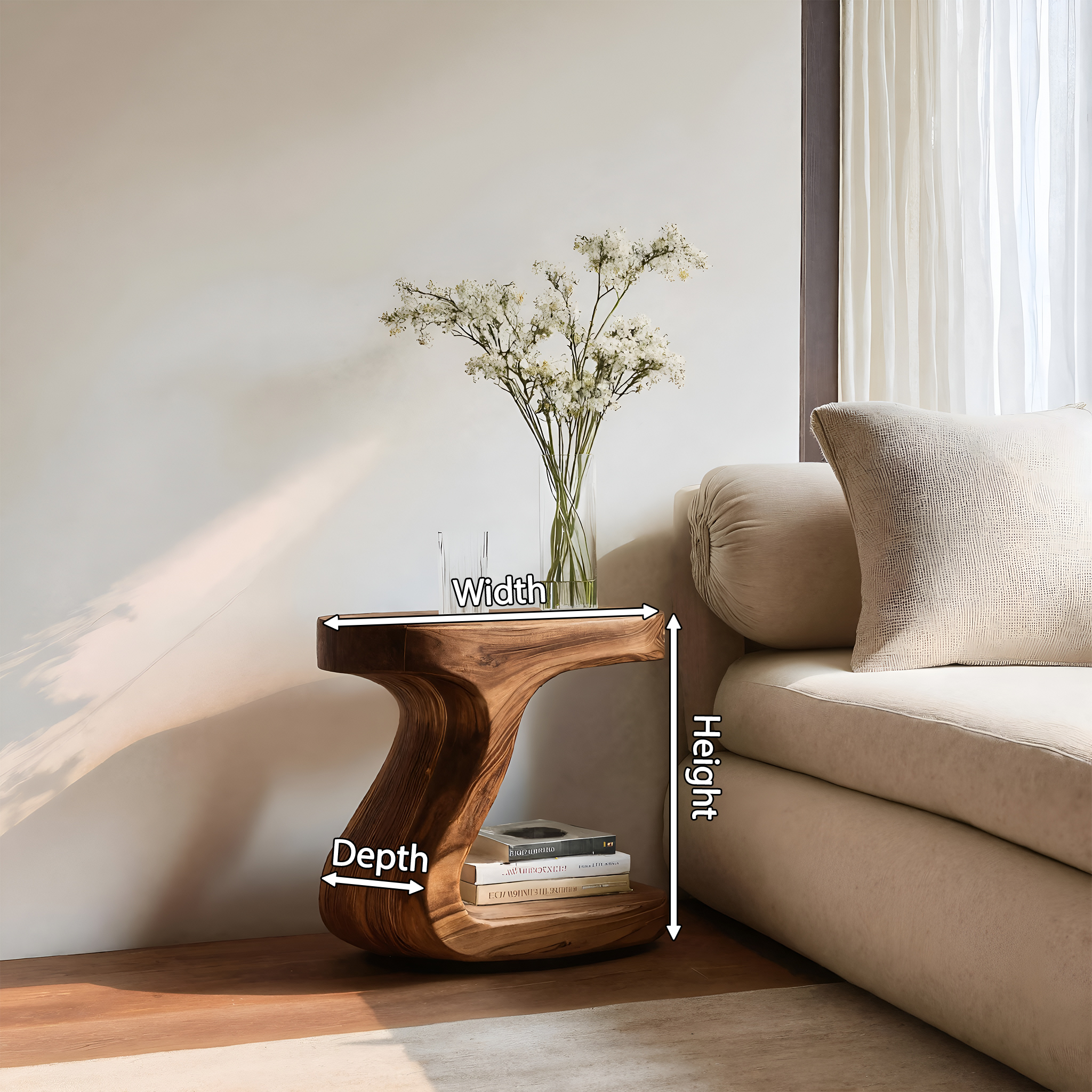 Minimalist Organic Shaped Nightstand For Bedroom