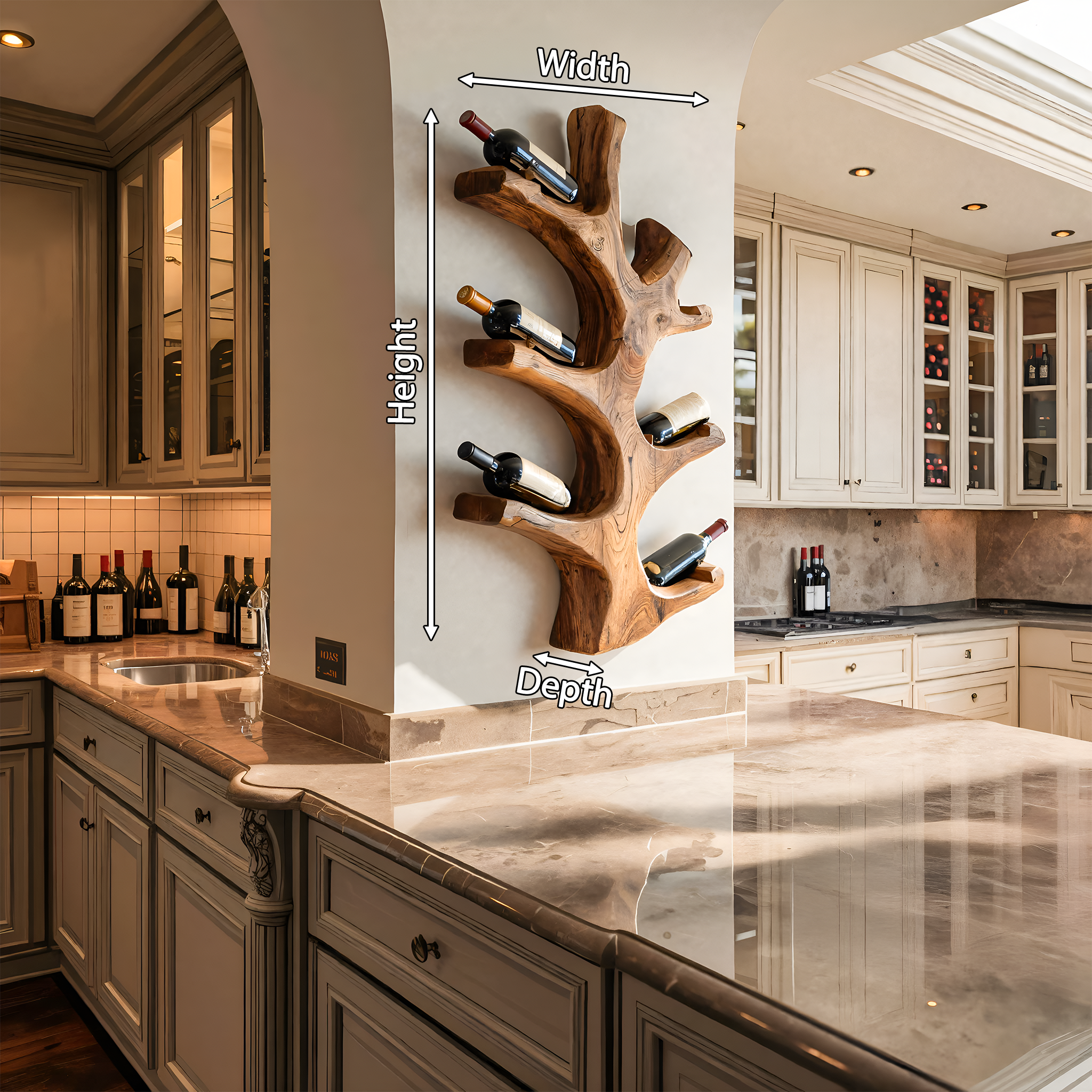 Luxury Wine Bottle Holder Wall Sculpture For Kitchen And Living Room