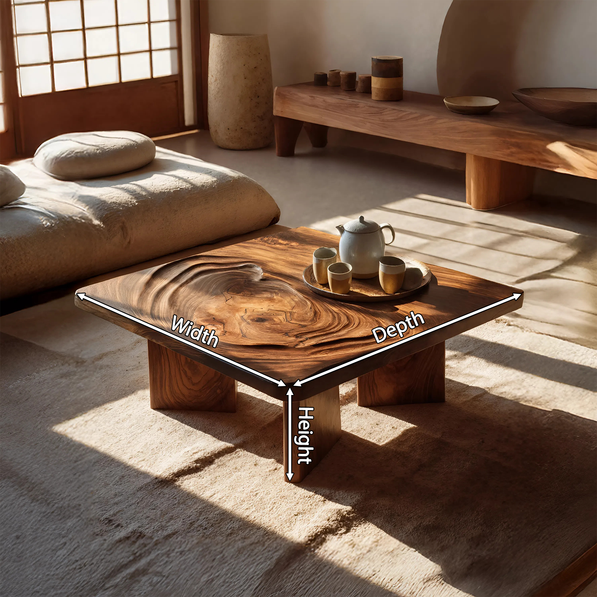 Mid Century Irregular Wooden Table For Furniture Decor