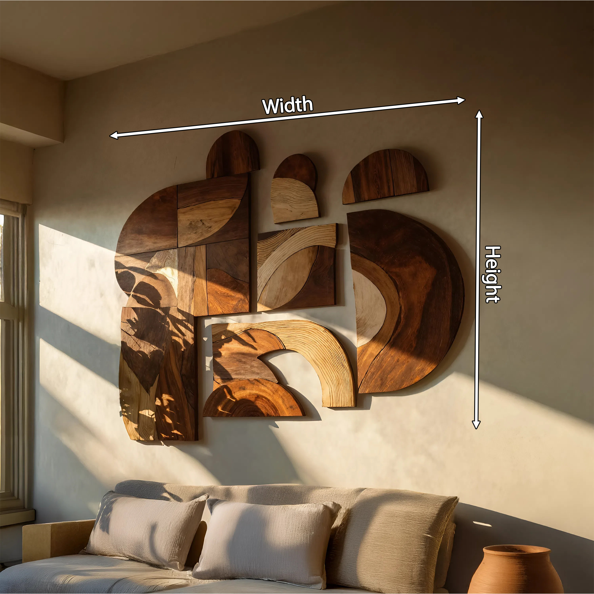 Mid Century Solid Wood Wall Art For Furniture Decor