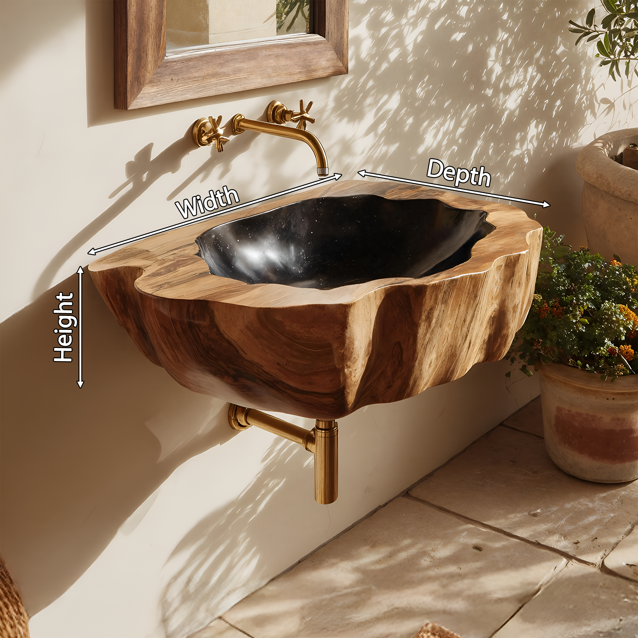 Handcrafted Wall Mounted Wooden Bathroom Sink For Custom Bathroom Decor