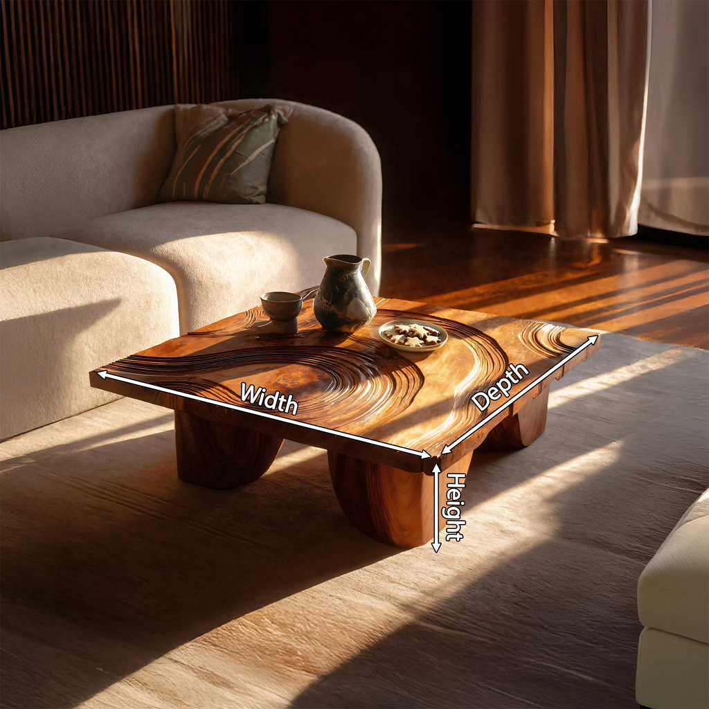 Farmhouse Solid Wood Live Edge Coffee Table For Living Room