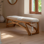 Artisan Curved Wood Bench For Modern Bedroom Design