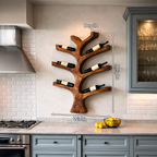Rustic Wall Mounted Tree Branch Wine Bottle Holder For Kitchen