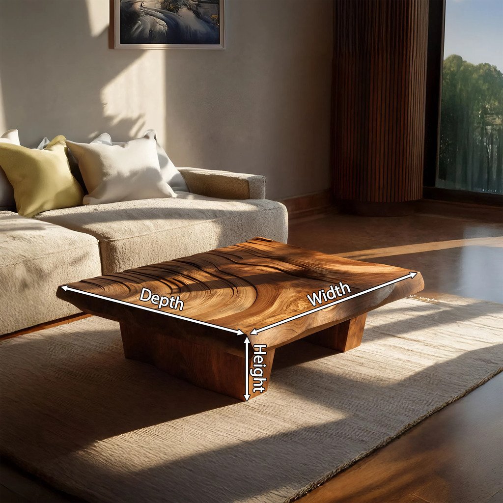 Mid Century Irregular Solid Wood Table For Living Room Decor