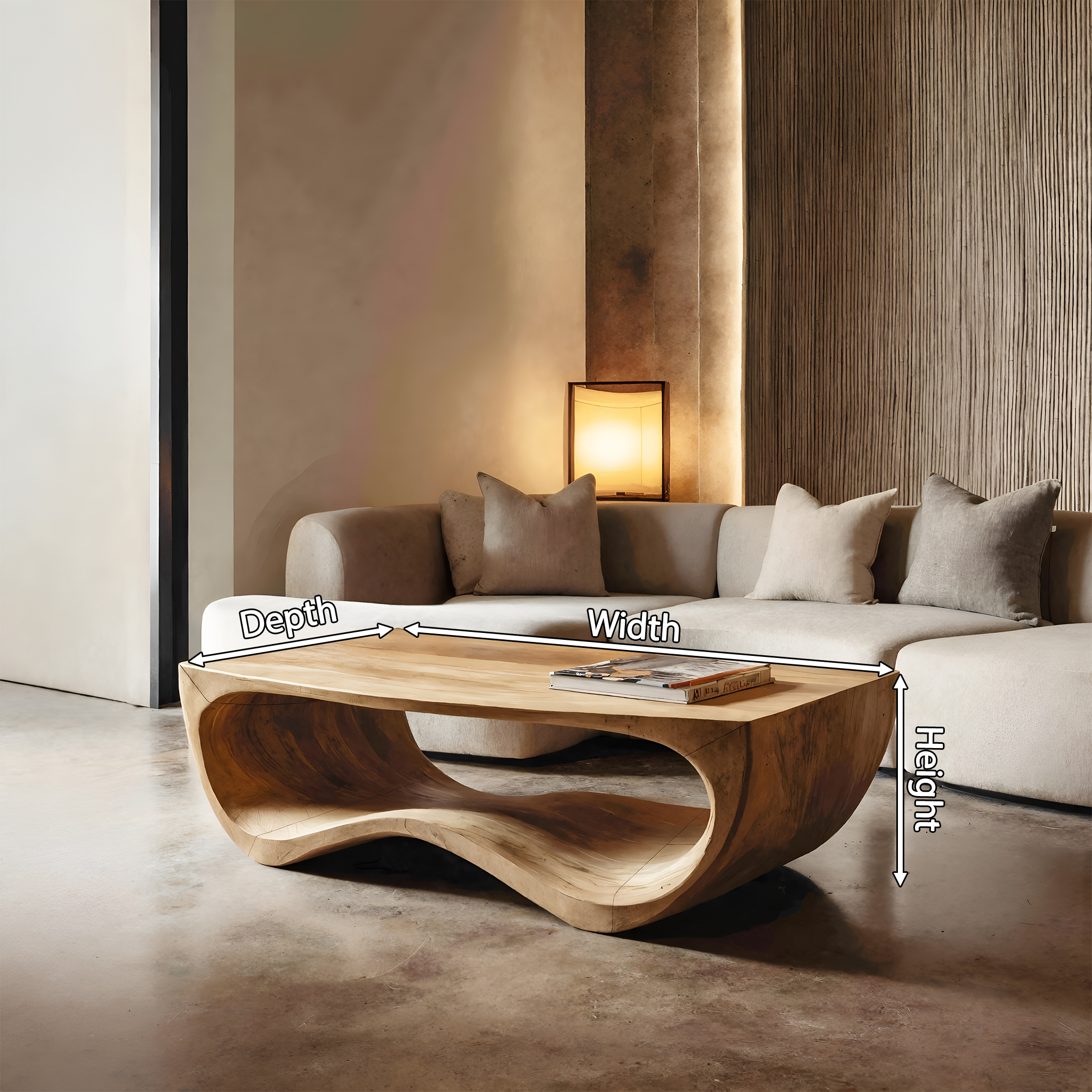Artistic Sculptural Curved Coffee Table For Living Room