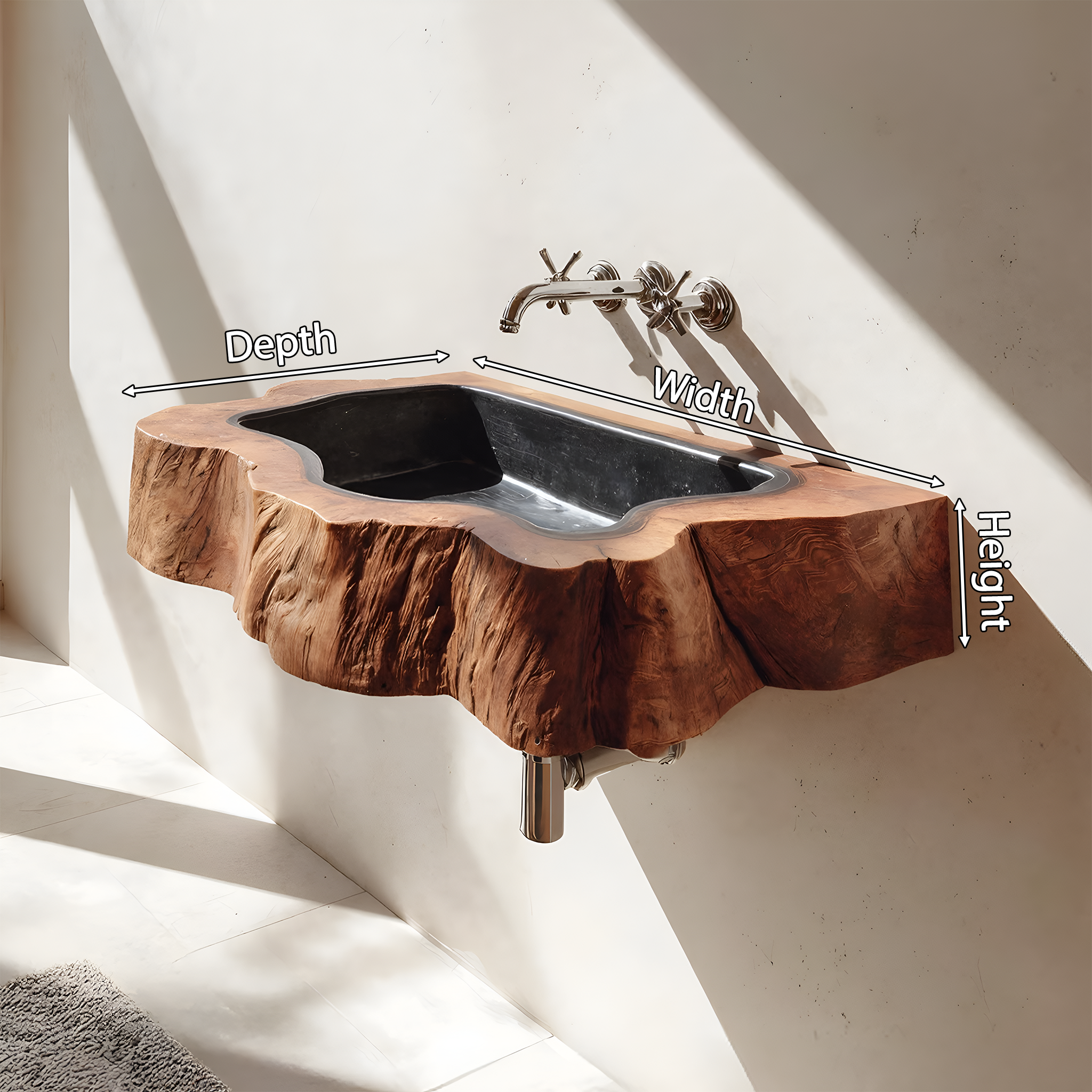 Farmhouse Wall Mounted Wooden Bathroom Sink For Bathroom Furniture Style