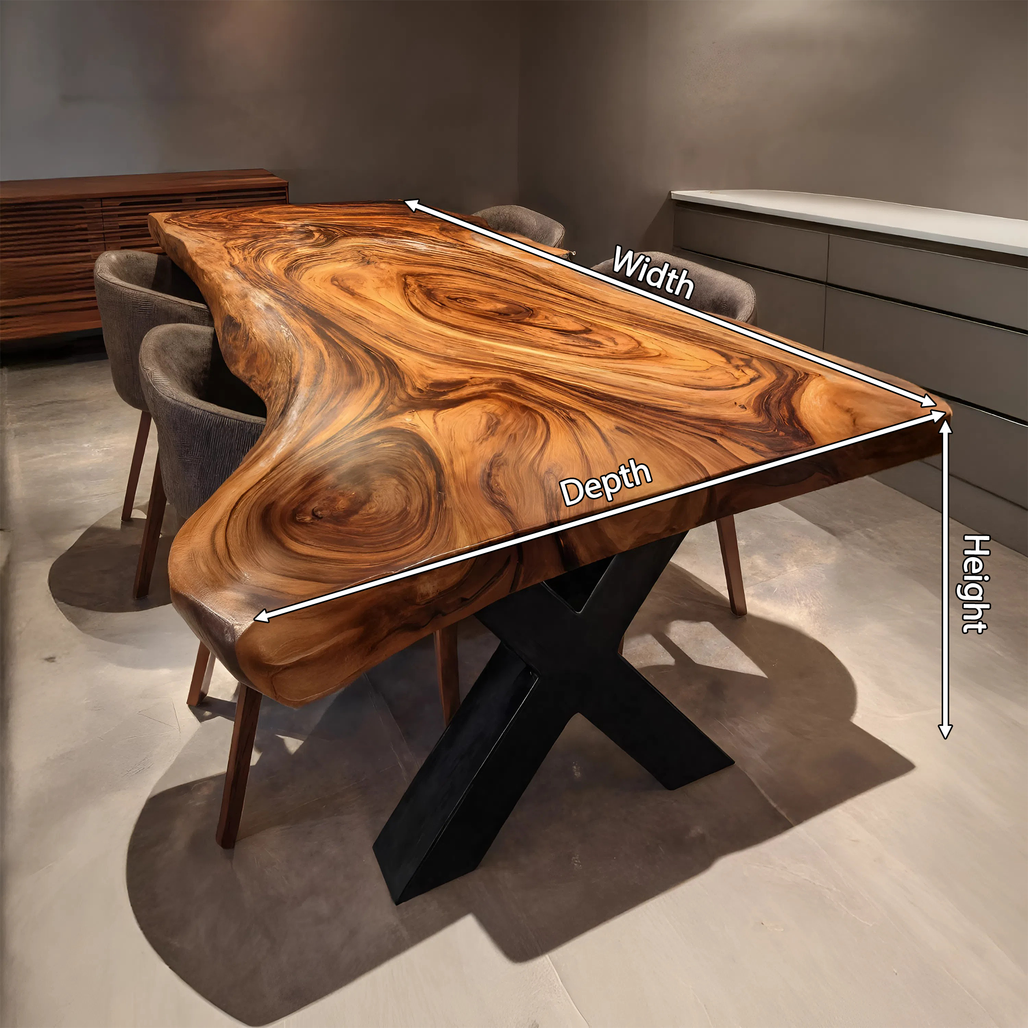 Dining Room Farmhouse Live Edge Dining Table Rustic Wood