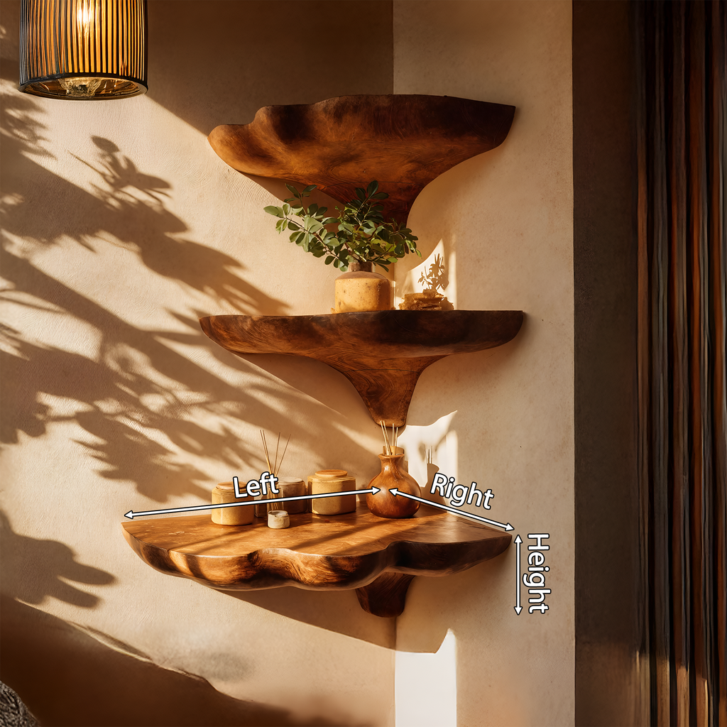 Handcrafted Wooden Mushroom Shelf For Entryway And Furniture Decor
