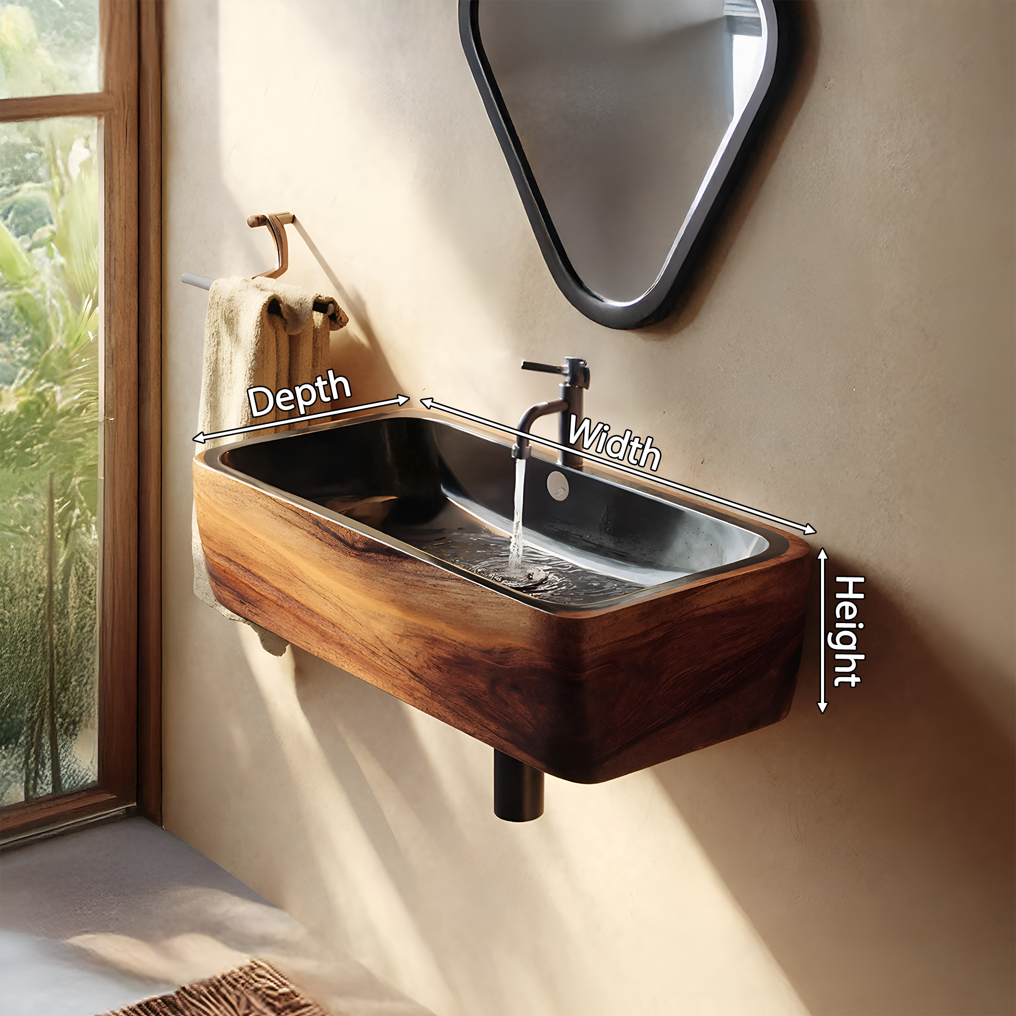 Modern Solid Wood Wash Basin For Spa Inspired Bathroom Decor