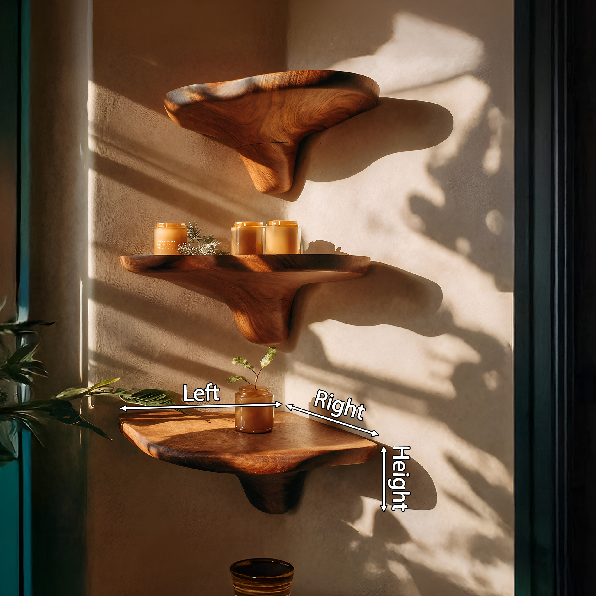 Mid Century Solid Wood Mushroom Shelf For Entryway Wall Decor