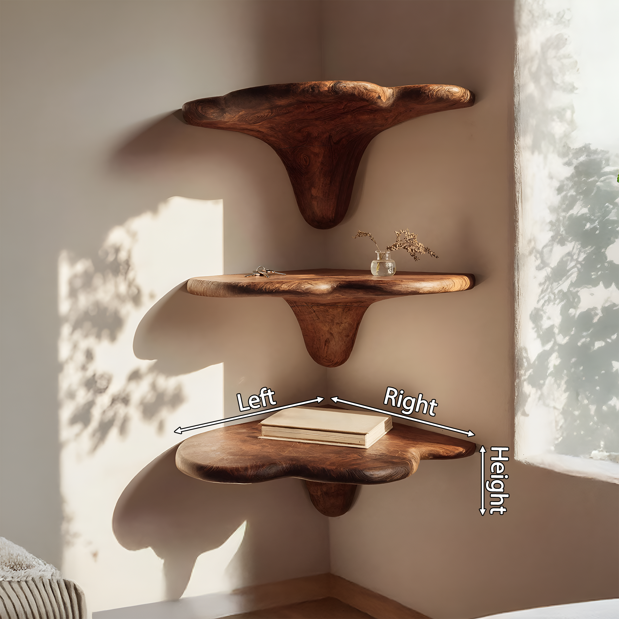Farmhouse Solid Wood Mushroom Shelf For Living Room Furniture Design