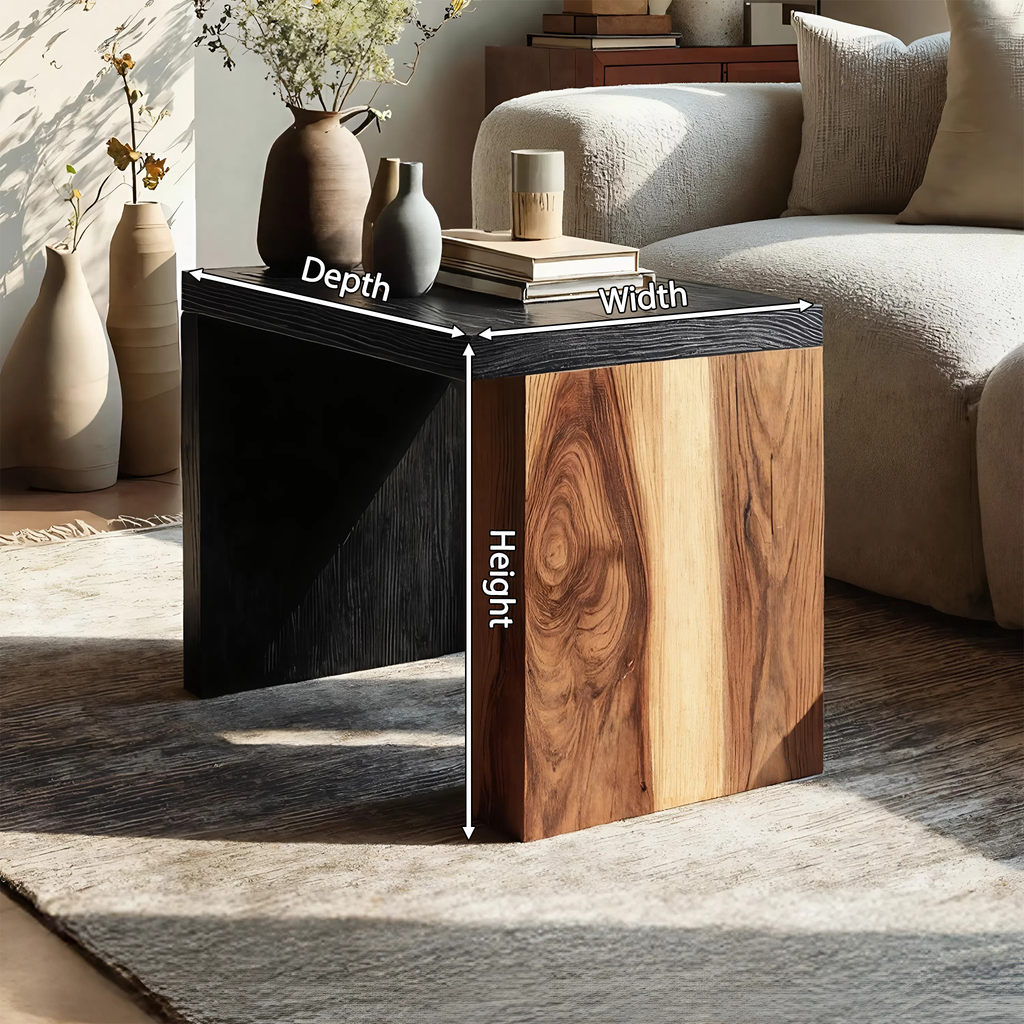 Farmhouse Solid Wood End Table For Bedroom Decor Accent
