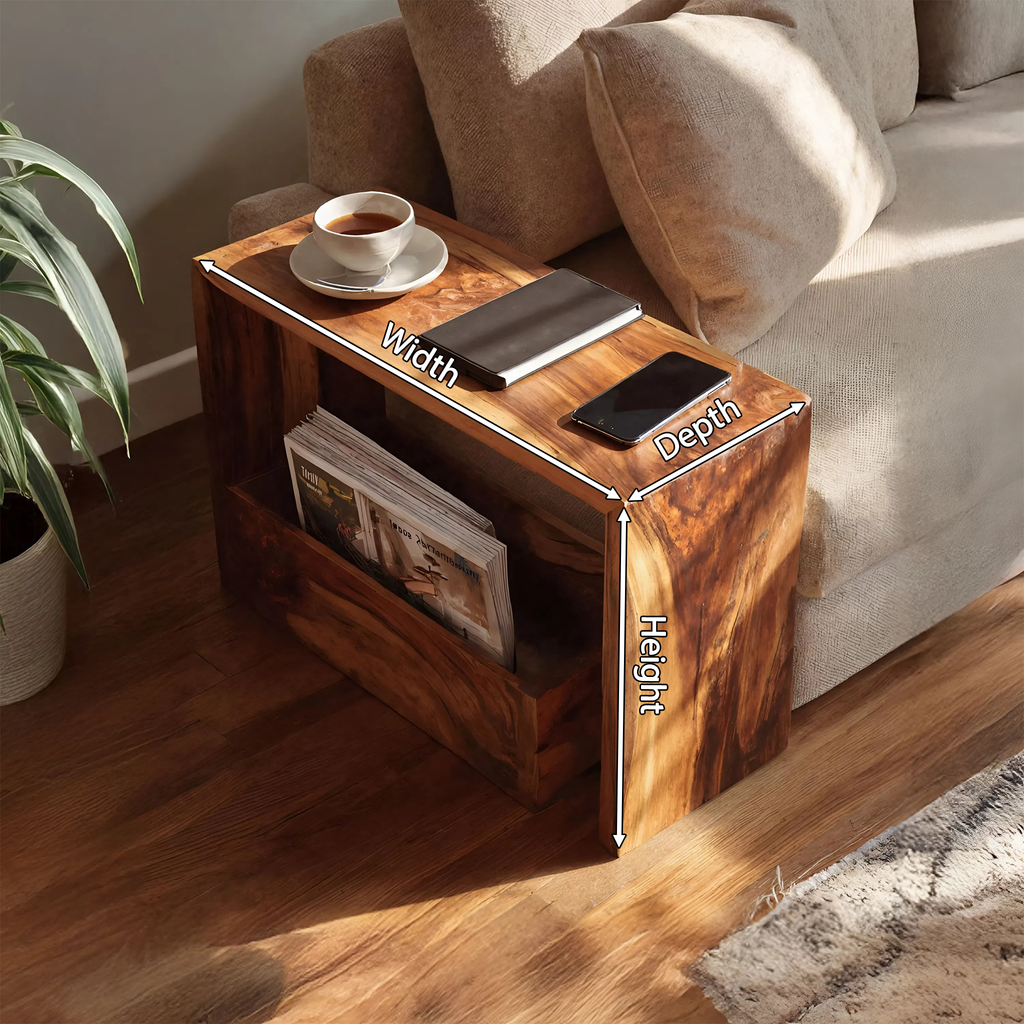 Farmhouse Wooden Side Table For Sofa And Lounge Area