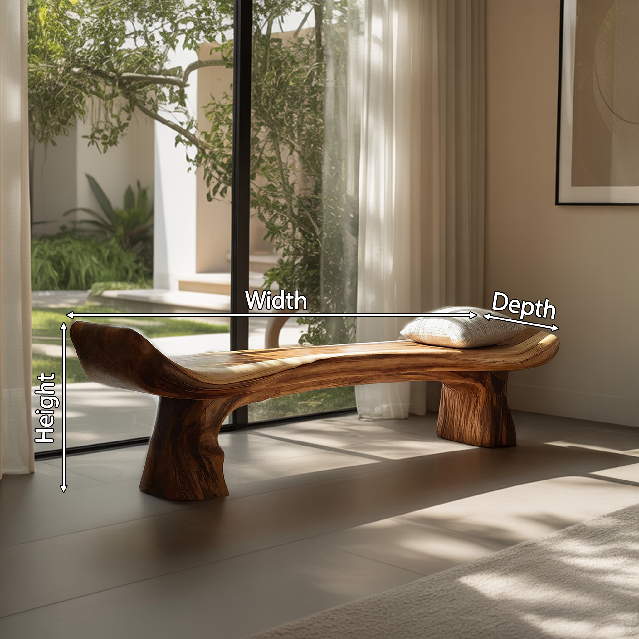Live Edge Rustic Wood Bench For Entryway Home Decor