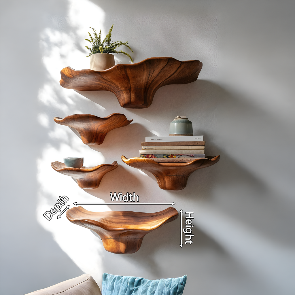 Farmhouse Solid Wood Mushroom Shelf For Bedroom Interior Styling