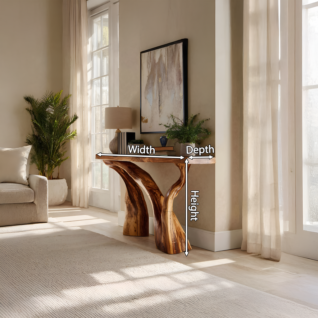 Handcrafted Live Edge Console Table Luxury Wood For Living Room Decor