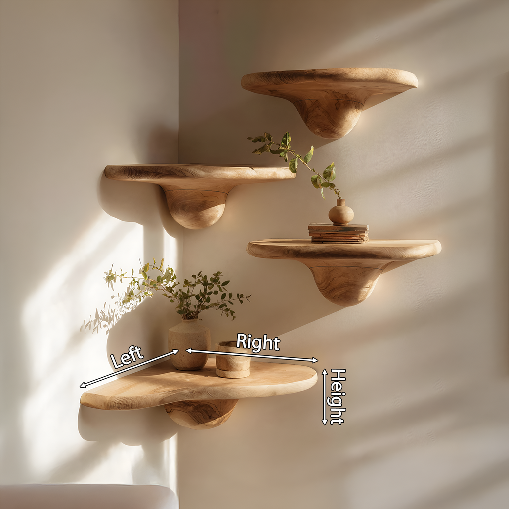 Modern Handcrafted Solid Wood Mushroom Shelf For Bedroom Decor