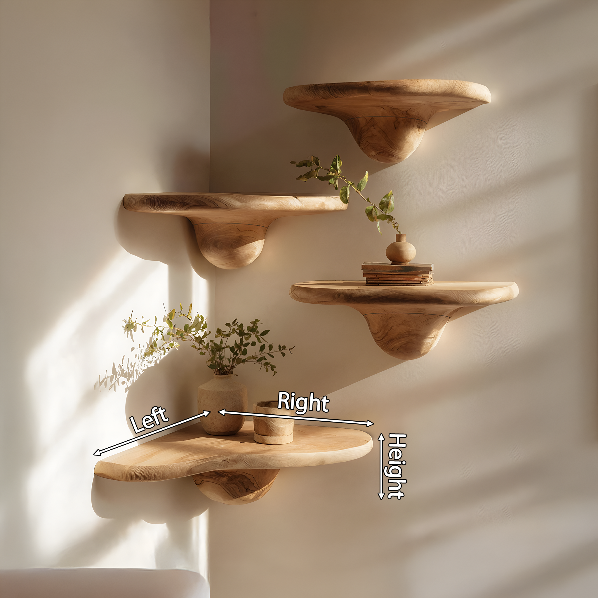 Modern Handcrafted Solid Wood Mushroom Shelf For Bedroom Decor