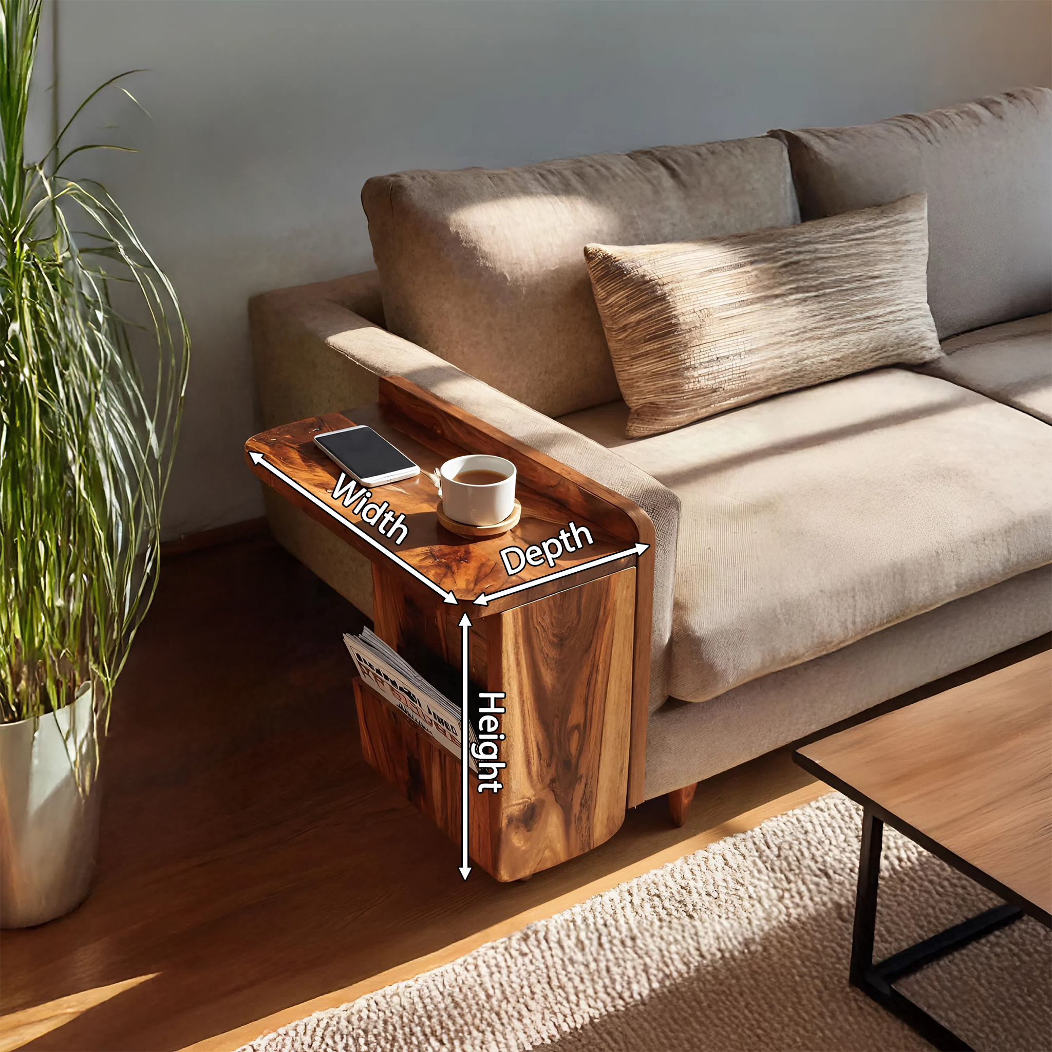 Handcrafted Solid Wood Side Table For Furniture Decor