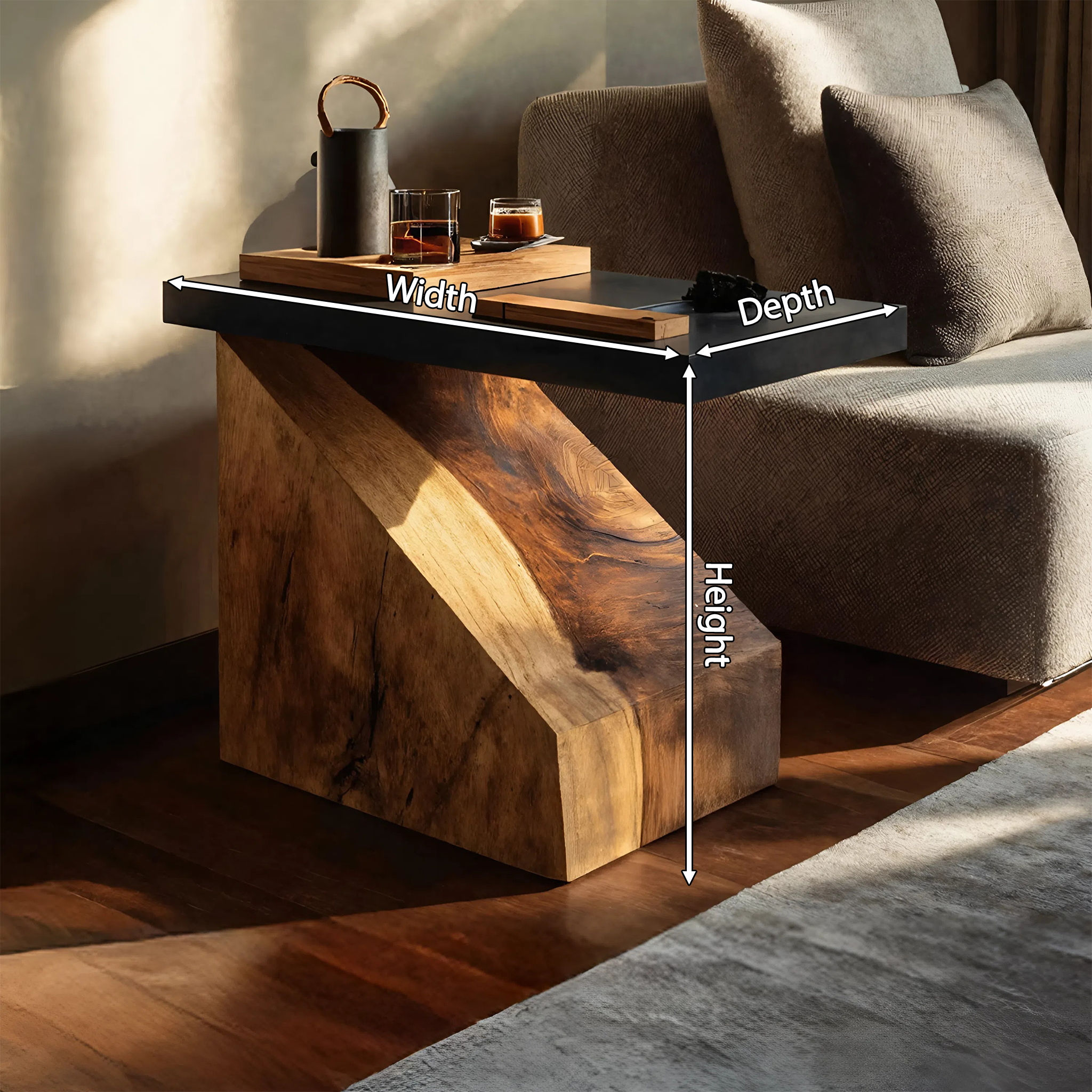 Farmhouse Wooden Side Table For Country Home Design