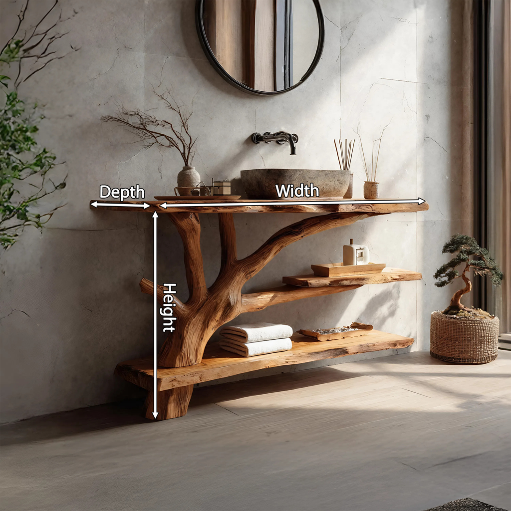 Mid Century Wooden Live Edge Bathroom Vanity For Bathroom Design