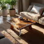 Mid Century Solid Wood Abstract Coffee Table For Living Room