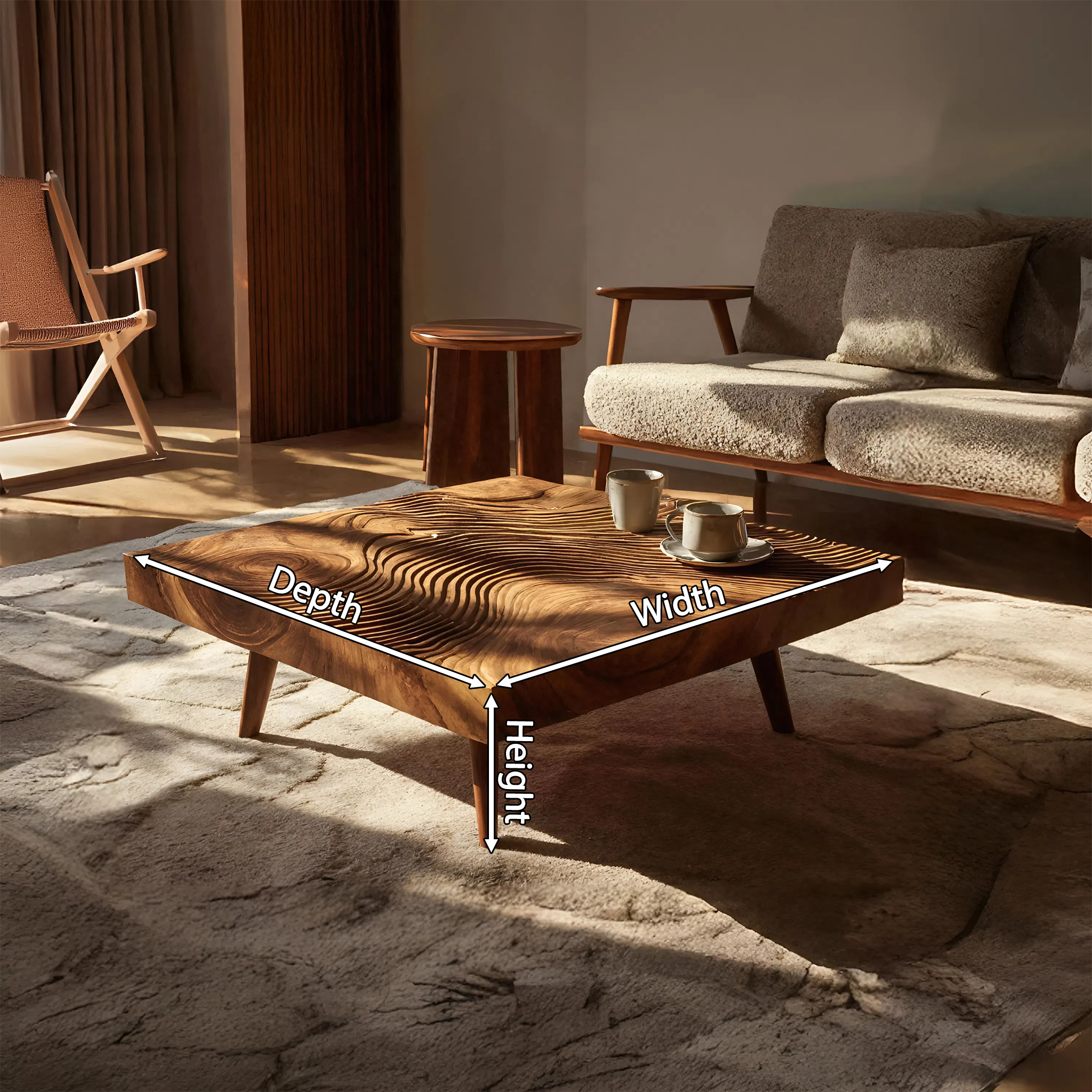 Farmhouse Irregular Wooden Coffee Table For Furniture Decor