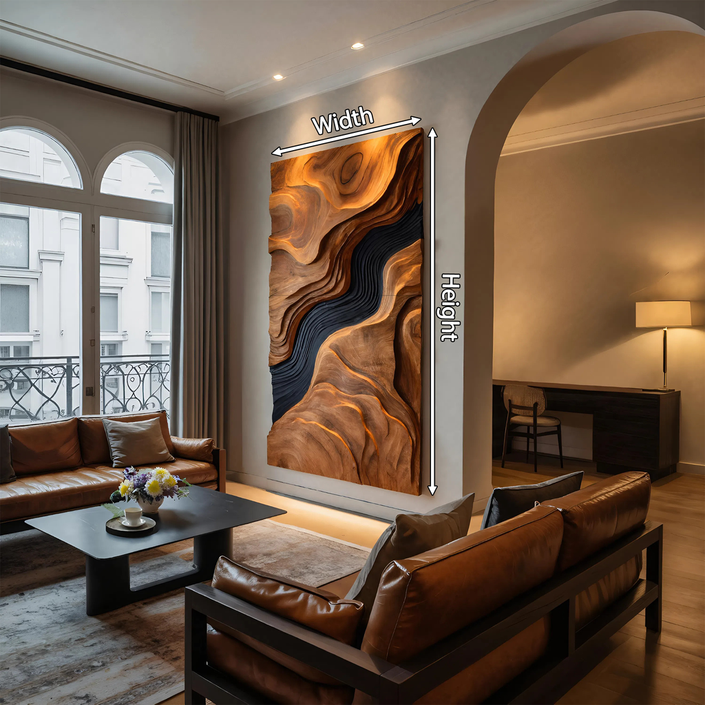 Rustic Carved Wall Art Sculpture For Modern Living Room