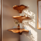 Mid Century Handcrafted Wooden Live Edge Mushroom Shelf For Home Decor