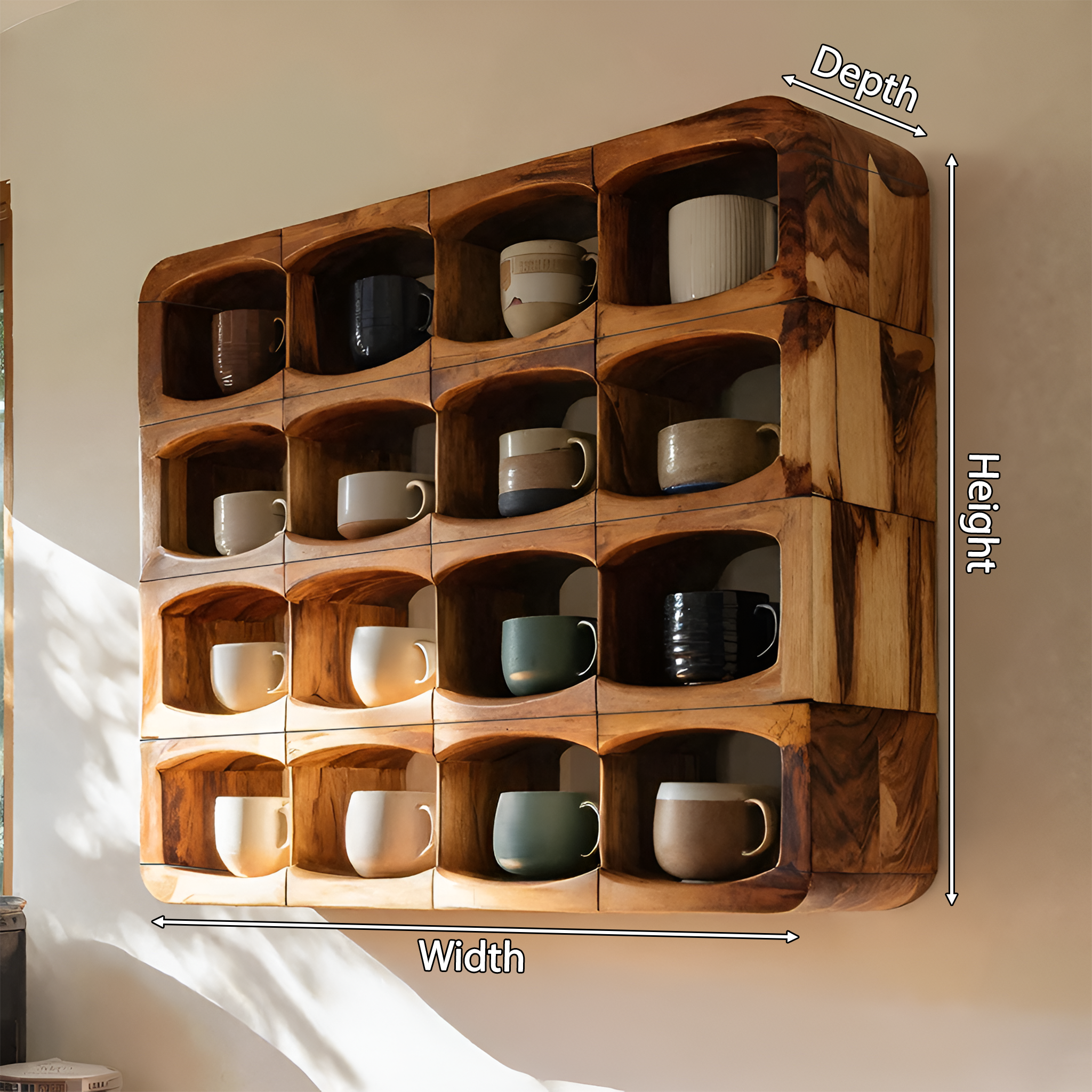 Handcrafted Wall-Mounted Kitchen Rack For Pantry Styling